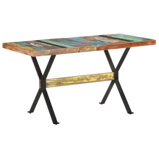 Table De Salle À Manger 140x70x76cm Bois De Récupération Massif