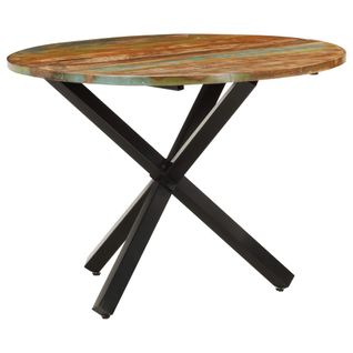 Table À Dîner Ronde 100x100x75 Cm Bois De Récupération Massif