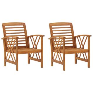 Vidaxl Chaises De Jardin Lot De 2 Bois D'acacia Massif Sièges Meubles Patio Terrasse Extérieur