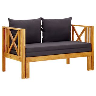 Banc De Jardin 2 Places Et Coussins 122 Cm Bois D'acacia Massif