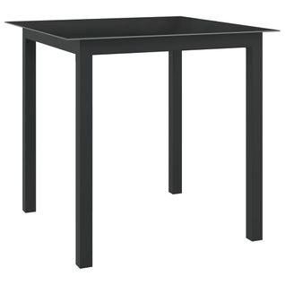 Table De Jardin Noir 80x80x74 Cm Aluminium Et Verre