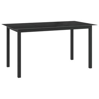 Table De Jardin Noir 150x90x74 Cm Aluminium Et Verre