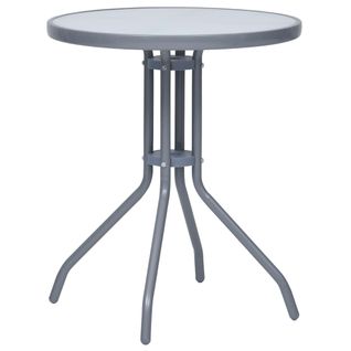 Table De Jardin Gris Clair 60 Cm Acier Et Verre