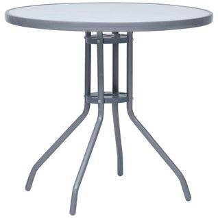 Table De Jardin Gris Clair 80 Cm Acier Et Verre