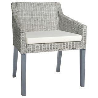 Chaise à Manger Avec Coussin Gris Rotin Naturel