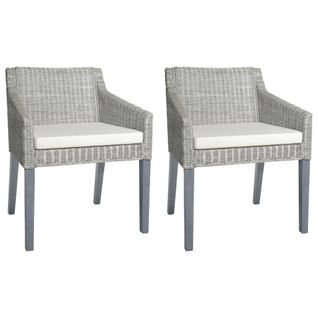 Chaises À Manger Avec Coussins Lot De 2 Gris Rotin Naturel