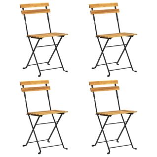 Chaises De Bistro Lot De 4 Pliables Bois D'acacia Massif Siège à Manger Terrasse Extérieur