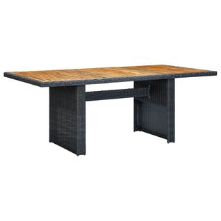 Table De Jardin Gris Foncé Résine Tressée Et Bois D'acacia