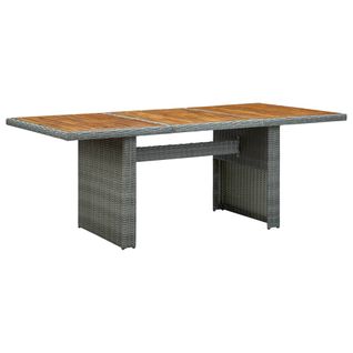 Table De Jardin Gris Clair Résine Tressée Et Bois D'acacia