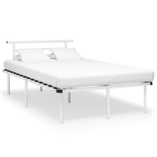 Cadre De Lit Sans Matelas Blanc Métal 120x200 Cm