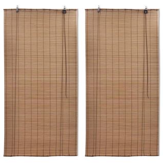 Stores Roulants En Bambou 2 Pièces 150x220 Cm Marron