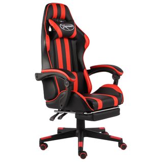Fauteuil Gamer Avec Repose-pied Noir Et Rouge Similicuir
