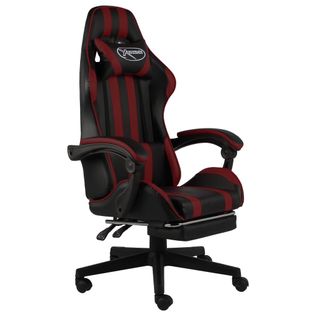 Fauteuil Gamer Avec Repose-pied Noir/bordeaux Similicuir