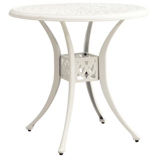 Table De Jardin Blanc 78x78x72 Cm Aluminium Coulé