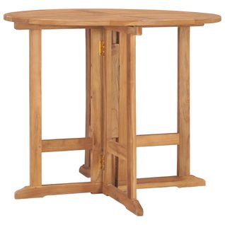 Table à Manger De Jardin Pliable Ø90x75 Cm Bois De Teck Solide Meuble De Terrasse Extérieur