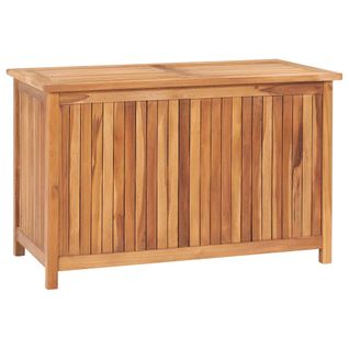 Boîte De Rangement De Jardin 90x50x58 Cm Bois De Teck Solide Patio Terrasse Extérieur