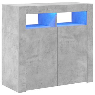 Vidaxl Buffet Avec Lumières LED Gris Béton 80x35x75 Cm Placard Armoire Meuble De Rangement Intérieur