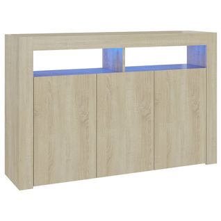 Vidaxl Buffet Avec Lumières LED Chêne Sonoma 115,5x30x75 Cm Placard Armoire Meuble De Rangement