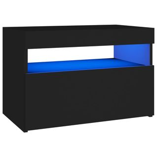 Meuble TV 60 X 35 X 40 Cm Bois Contreplaqué Noir Éclairage LED Rvb USB Design Moderne