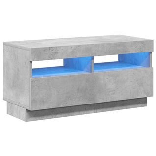 Meuble TV Avec Lumières LED Gris Béton 80x35x40 Cm