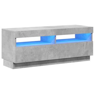 Meuble TV Avec Lumières LED Gris Béton 100x35x40 Cm