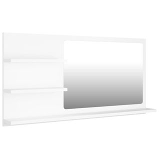 Miroir De Salle De Bain Avec Étagères De Rangement Mural Blanc 90x10,5x45 Cm Bois Composé