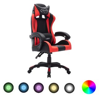 Fauteuil Gamer Avec LED Rvb Rouge Et Noir Similicuir