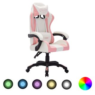 Fauteuil De Jeux Vidéo Avec LED Rvb Rose Et Noir Simili