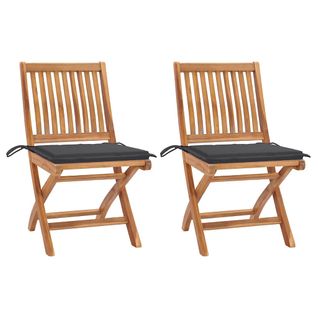 Chaises De Jardin 2 Pièces Avec Coussins Anthracite Bois De Teck