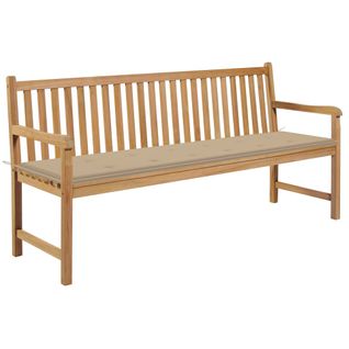 Banc De Jardin Avec Coussin Beige 175 Cm Bois De Teck Massif