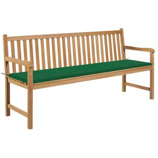 Banc De Jardin Avec Coussin Vert 175 Cm Bois De Teck Massif