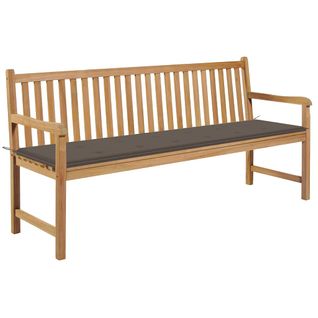Banc De Jardin Avec Coussin Taupe 175 Cm Teck Massif