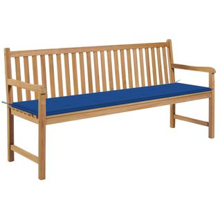 Banc De Jardin Avec Coussin Bleu Royal 175 Cm Teck Massif