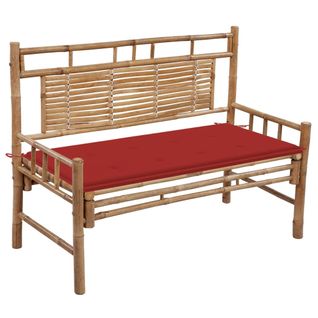 Banc De Jardin Avec Coussin 120 Cm Bambou