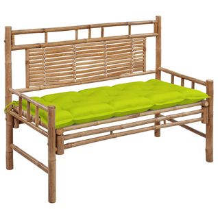 Banc De Jardin Avec Coussin 120 Cm Bambou