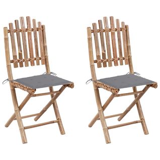 Chaises Pliables De Jardin 2 Pièces Avec Coussins Bambou