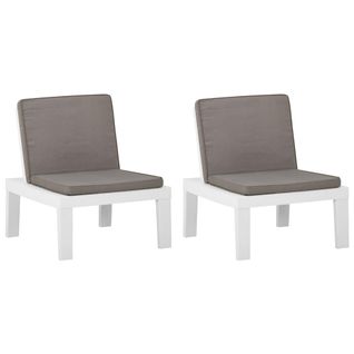 Chaises De Salon De Jardin Et Coussins Lot De 2 Plastique Blanc
