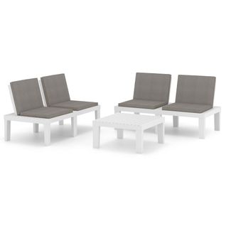 Salon De Jardin 3 Pièces Avec Coussins Plastique Blanc