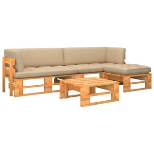 Salon Palette De Jardin 4 PCs Pin Imprégné De Marron Miel