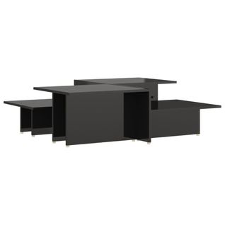 Table Basse 2 PCs Noir Brillant 111,5x50x33cm Bois D'ingénierie