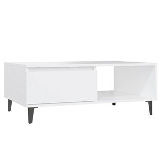 Table Basse Blanc 90x60x35 Cm Bois Contreplaqué