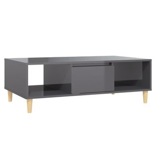 Table Basse Gris Brillant 103,5x60x35 Cm Bois Contreplaqué