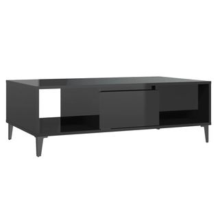 Table Basse Noir Brillant 103,5x60x35 Cm Bois Contreplaqué