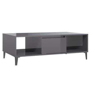 Table Basse Gris Brillant 103,5x60x35 Cm Bois Contreplaqué