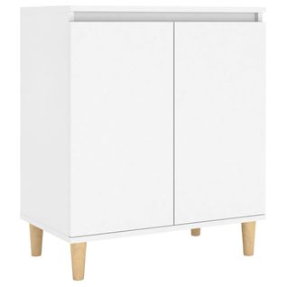 Buffet Avec Pieds En Bois Massif Blanc Bois Contreplaqué