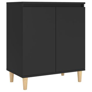Vidaxl Buffet Avec Pieds En Bois Massif Noir 60x35x70 Cm Aggloméré Armoire Latérale De Rangement