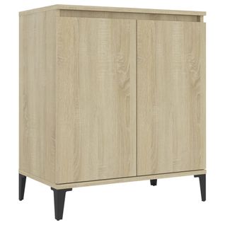 Buffet 60x35x70 Cm Chêne Sonoma Bois Contreplaqué Pieds En Métal 2 Portes Rangement