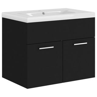 Meuble Vasque Avec Lavabo Intégré Noir Aggloméré