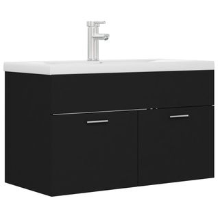 Meuble Vasque Avec Lavabo Intégré Noir Aggloméré