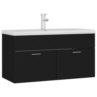 Meuble Vasque Avec Lavabo Intégré Noir Aggloméré